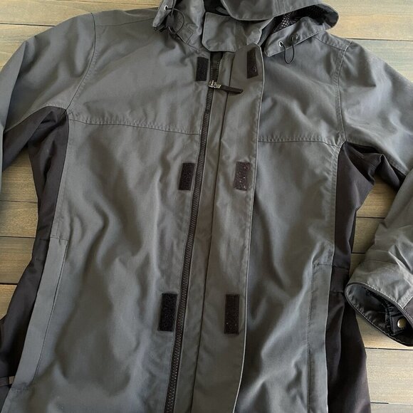 Eddie Bauer Ebtek Jacket w/Hood Gray & Black Breathable Cinch Waist Medium (E8) - Picture 6 of 10